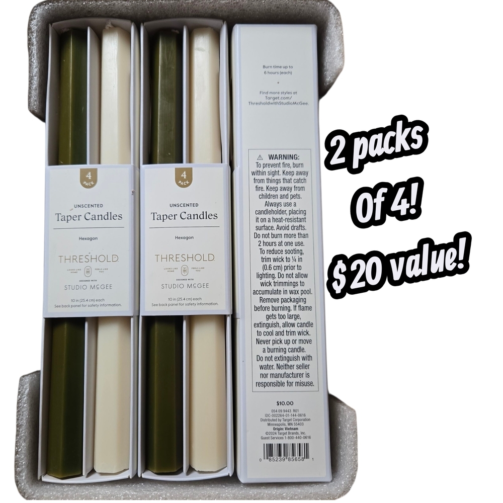 Threshold Studio McGee Taper Candles - Olive and Ivory